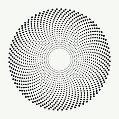 Abstract dotted circles. Halftone dots in circular form. Vector logo. Design element for various purposes.	