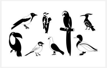 Doodle bird set clip art isolated. Animal art. Stencil bird. Vector stock illustration. EPS 10 © Iryna