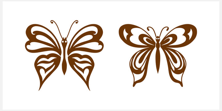 Doodle butterfly icon. Hand drawn line art. Stencil animal. Vector stock illustration. EPS 10