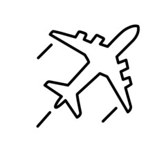 Airplane icon on the white background. Air fly isolated sign.