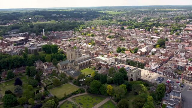 4k video footage of the St Edmundsbury Cathedral in Bury St Edmunds, Suffolk, UK