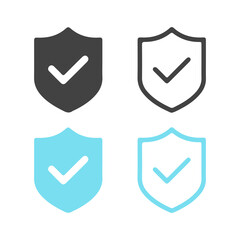 Shield with checkmark. Security or safe sign. Internet defence symbol. Web technology secure icon