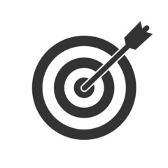 Target bullseye with arrow or personalized marketing flat vector color icon for apps and websites.