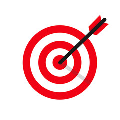 Target bullseye with arrow or personalized marketing flat vector color icon for apps and websites.
