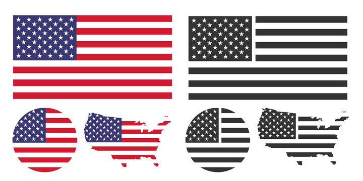 USA map with flag america