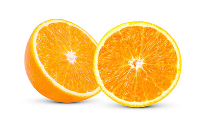 Slice of fresh orange isolated on white