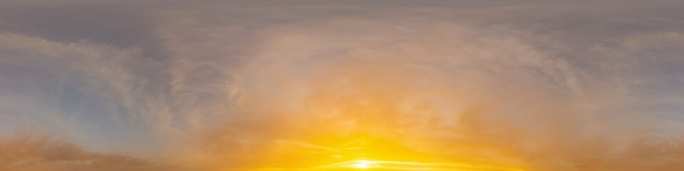 Bright sunset sky panorama with Cirrus clouds. Hdr seamless spherical equirectangular 360 panorama....
