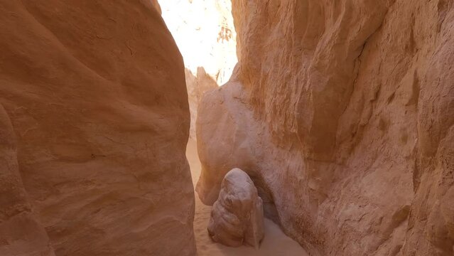 First Person View Of Sandy Rocky Colored Canyon In South Sinai Desert, Egypt