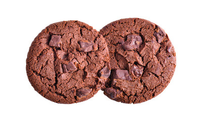 Dark chocolate soft cookies isolated on white