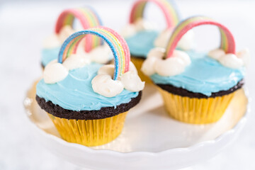Unicorn rainbow chocolate cupcake