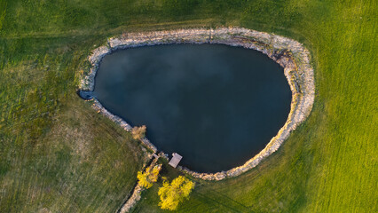 See, Weiher, Teich, Drohnenfoto, Luftaufnahme, See Von Oben, Seeufer, Natur, Landschaft