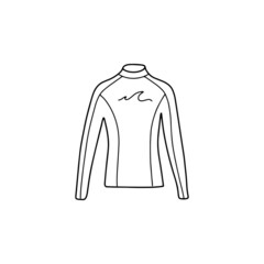 Swimming long sleeve for SUP surfing in doodle style. Vector illustration on white background