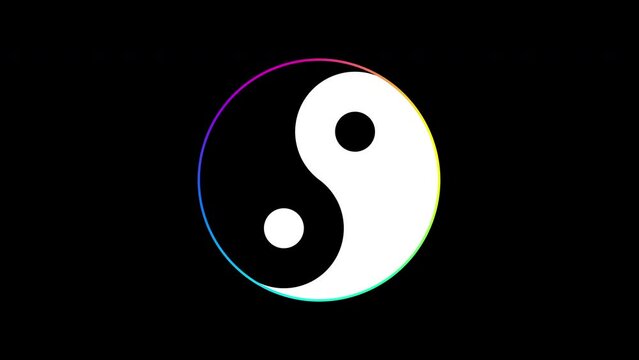Psychedelic moving background with yin-yang symbol