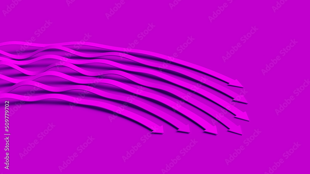 Poster magenta violet business presentation. arrows pointer 3d illustration. directions of intensive develo