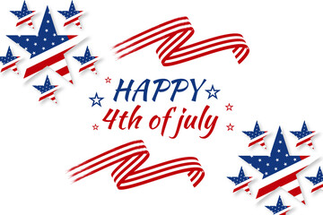 Happy 4th of July - Independence Day celebration with American flag USA . 4th of July promotion advertising banner template 
for Brochures,Poster or Banner.Vector illustration 
