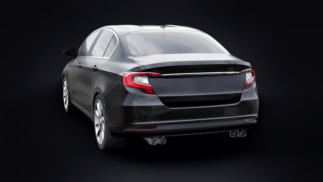 Rome. Italy. January 15, 2022. Fiat Tipo compact sports car family sedan on black background. 3d illustration.