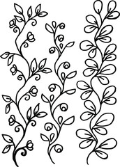 Vector flowers simple pattern. For printing on fabric. Set of flower plants for printing.