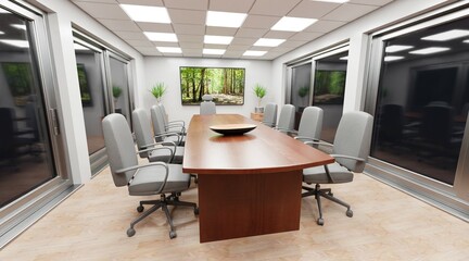 Realistic 3D Render of Conference Room