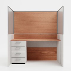 Realistic 3D Render of Office Cubicle
