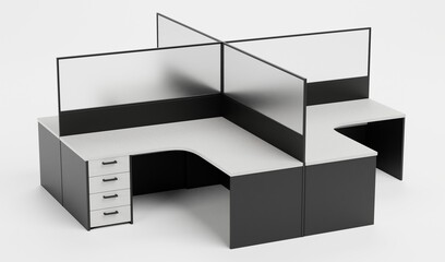 Realistic 3D Render of Office Cubicle