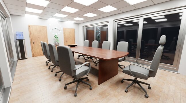 Realistic 3D Render of Conference Room