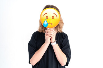 photo of sad cute nice sorrowful desparate girl expressing sad emotions on face reflecting her...
