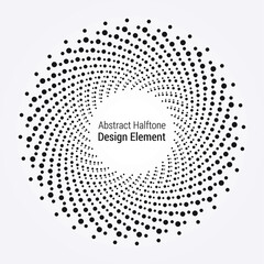 Abstract dotted circles. Halftone dots in circular form. Vector logo. Design element for various purposes.