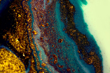 MYSTIC WAVES. Magical painting. Treasury of art. Abstract artwork.Luxury art in Eastern style. Painter uses vibrant paints to create these magic art, with addition golden glitters. MARBLE ART. 