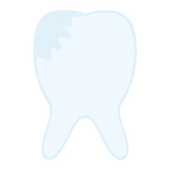 Cracked tooth. Color vector illustration. Dental care. Isolated background. Medical theme. Cartoon style. Illustration for web design.