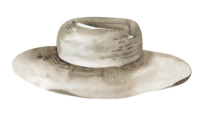 Farmer's hat. watercolor illustration. Hat isolated object on a white background.