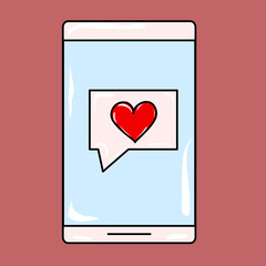 Red heart notification on phone