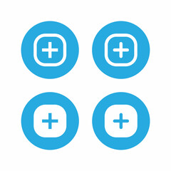 Social media elements. Add, cross, plus icon vector on circle button