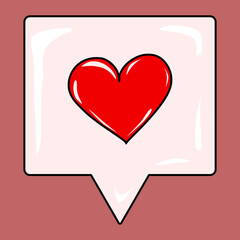 Red heart notification. Vector illustration
