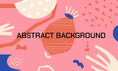 Organic shapes background. Abstract summer banner with messy nature forms and floristic patterns. Vector minimal aesthetic wallpaper with blob brush elements