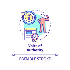 Voice of authority concept icon. High quality website content. SEO pillar abstract idea thin line illustration. Isolated outline drawing. Editable stroke. Arial, Myriad Pro-Bold fonts used