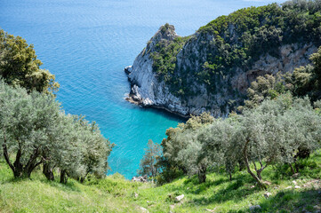 View on Fakistra beach on pelion peninsula in Greece