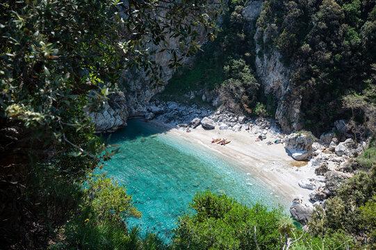 View on Fakistra beach on pelion peninsula in Greece