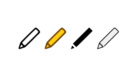 Pen icon set in different styles. Edit or write symbol vector illustration isolated on white background.
