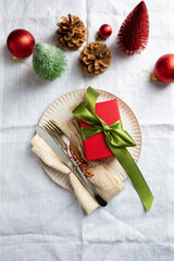 Christmas holiday table arrangement plate decorations goft box