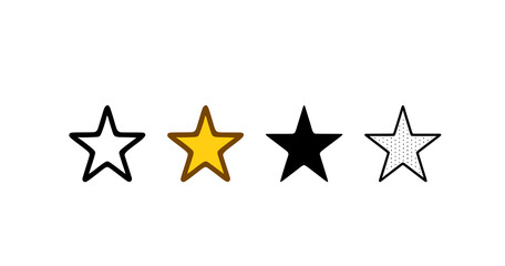 Fototapeta premium Star icon set in different styles. Favorite or rating vector illustration isolated on white background.