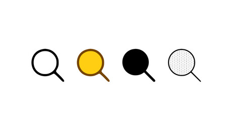 Search icon set in different styles. Magnifying glass vector illustration isolated on white background.