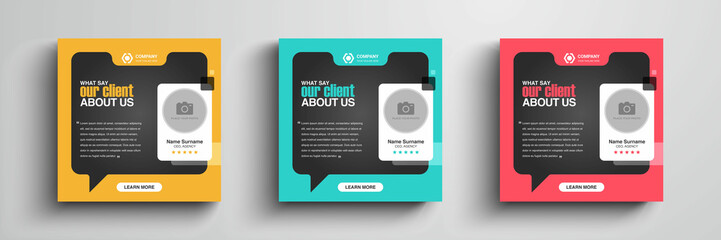 Client testimonials or customer feedback social media post web banner template