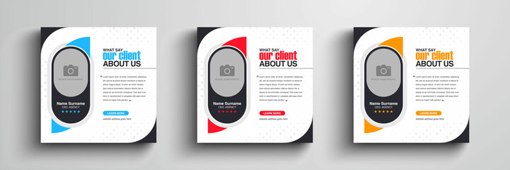 Client testimonials or customer feedback social media post web banner template