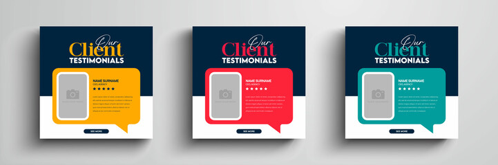 Client testimonials or customer feedback social media post web banner template