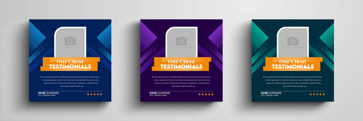 Client testimonials or customer feedback social media post web banner template