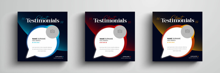 Client testimonials or customer feedback social media post web banner template