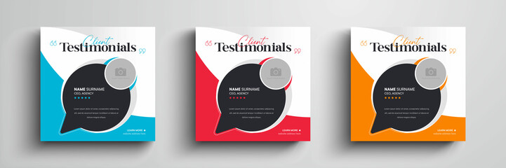 Client testimonials or customer feedback social media post web banner template