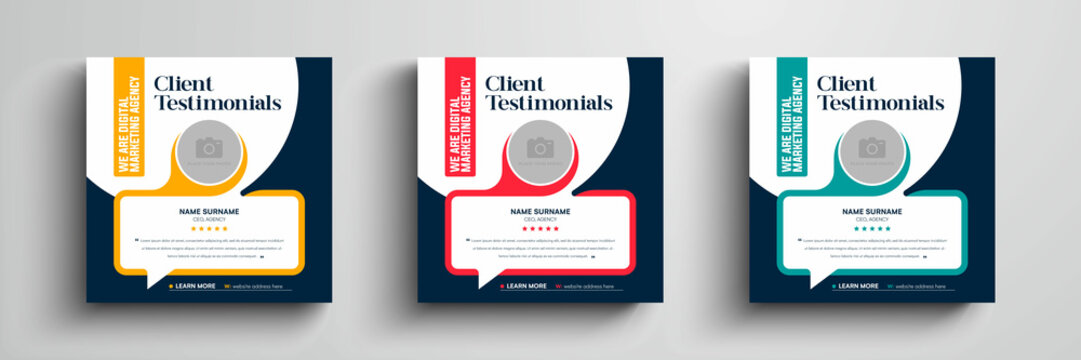 Client testimonials or customer feedback social media post web banner template