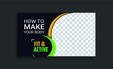 health and fitness modern youtube thumbnail attractive design vector Creative video template for video marketing