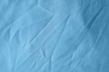 Creased empty light Blue color tone bedsheet cloth texture minimalist background